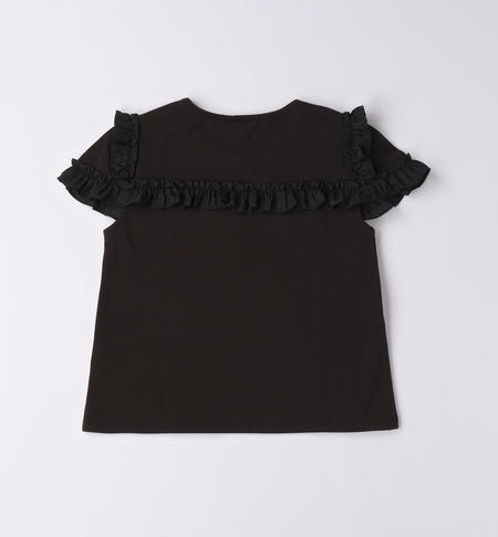iDO T-shirt with ruffles for girls from 8 to 16 years NERO-0658