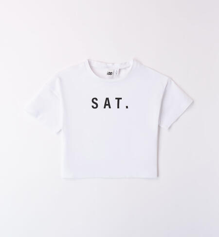 Girl's Sat print T-shirt WHITE