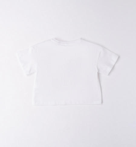 T-shirt ragazza glitter da 8 a 16 anni iDO BIANCO-0113