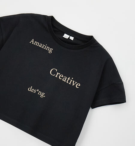 T-shirt ragazza in cotone NERO-0658