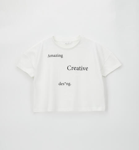 T-shirt ragazza in cotone PANNA