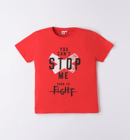 iDO 100% cotton boy's T-shirt with various patterns from 8 to 16 years ROSSO-2235