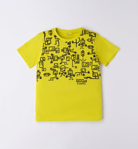 iDO 100% cotton boy's T-shirt with various patterns from 8 to 16 years VERDE ACIDO-5234