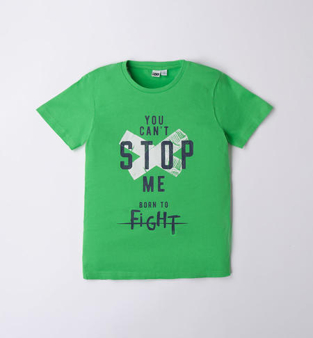 iDO 100% cotton boy's T-shirt with various patterns from 8 to 16 years VERDE-5151