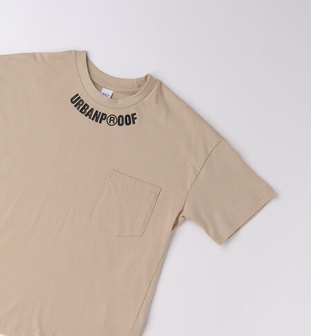 T-shirt ragazzo oversize BEIGE-0436