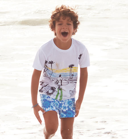 T-shirt ragazzo tema mare BIANCO
