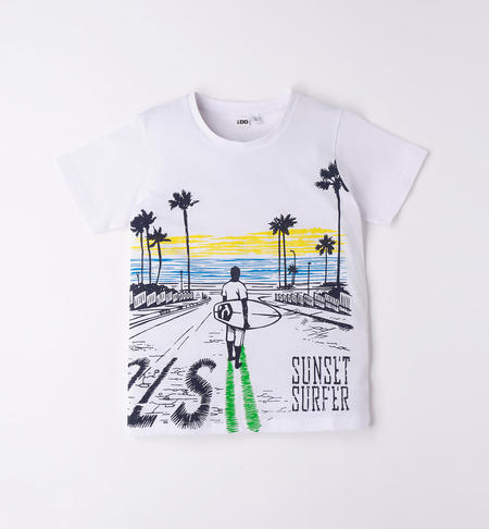 T-shirt ragazzo tema mare da 8 a 16 anni iDO BIANCO-0113