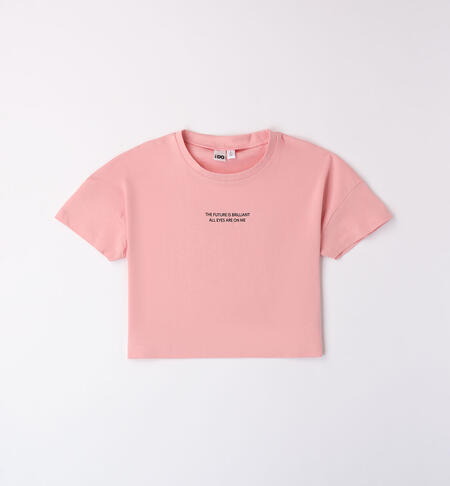 Pink T-shirt with lettering for girls PINK