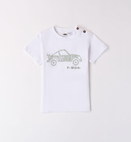 Boys' car print T-shirt WHITE