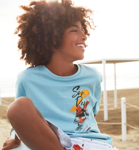 T-shirt stampa colorata per ragazzo da 8 a 16 anni iDO AZZURRO-3921