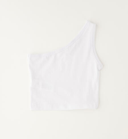 Top monospalla ragazza BIANCO-0113
