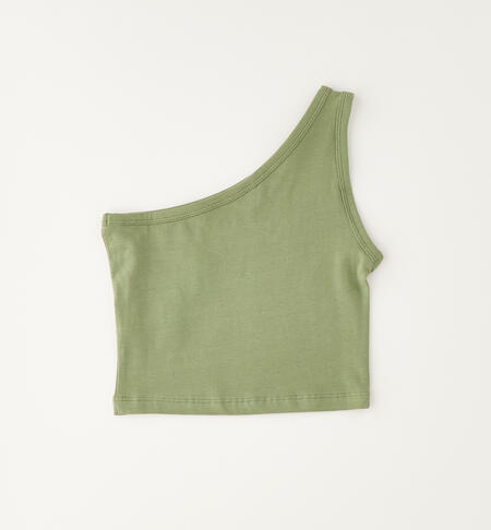 Top monospalla ragazza VERDE SALVIA-5454