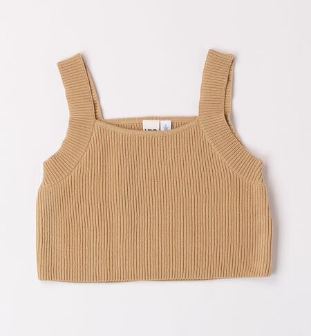 Girl's tank top with straps BEIGE