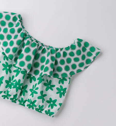 Top per ragazza BIANCO-VERDE-6BPW