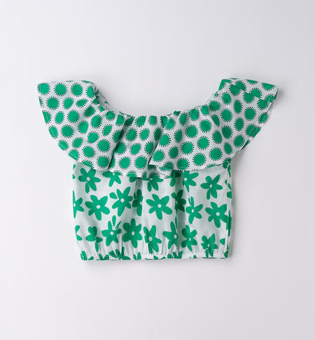 Top per ragazza BIANCO-VERDE-6BPW