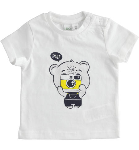 100% cotton T-shirt with nice print for baby boy 0 to 18 months iDO BIANCO-BLU-8020