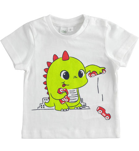 100% cotton T-shirt with nice print for baby boy 0 to 18 months iDO BIANCO-VERDE ACIDO-8121