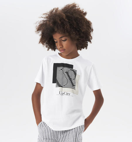 T-shirt 100% cotone per ragazzo BIANCO