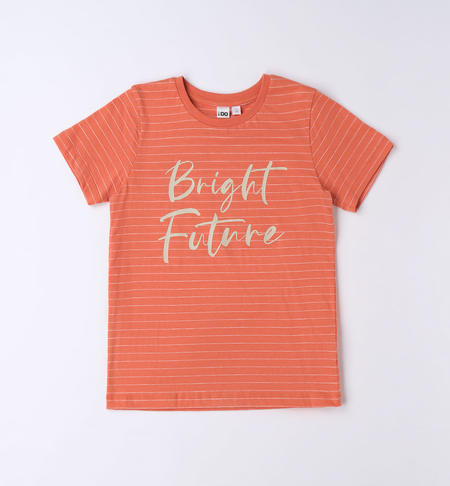 T-shirt a righe per ragazzo da 8 a 16 anni iDO ORANGE-1943