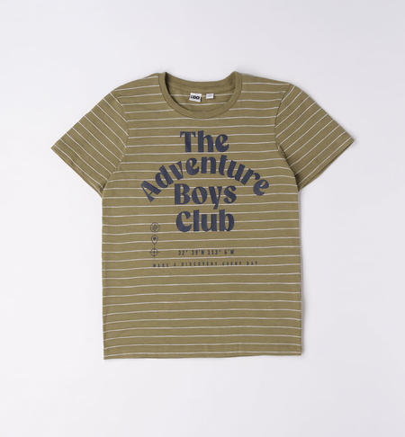 T-shirt a righe per ragazzo da 8 a 16 anni iDO VERDE SALVIA-5454