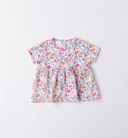 Loose iDO T-shirt for baby girl from 1 to 24 months BIANCO-FUCSIA-6V56