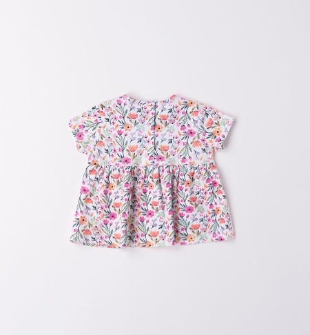 Loose iDO T-shirt for baby girl from 1 to 24 months BIANCO-FUCSIA-6V56