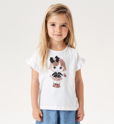 iDO 100% cotton T-shirt for girls from 9 months to 8 years BIANCO-0113