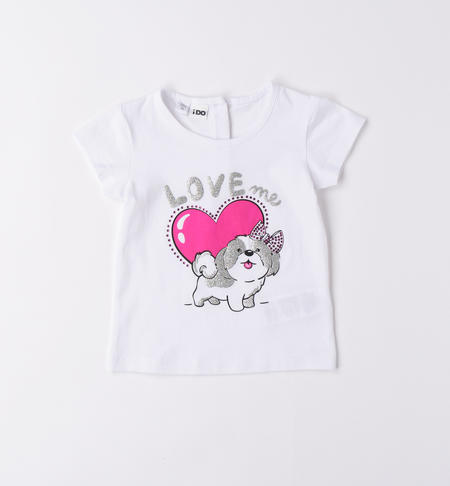 T-shirt bambina cagnolino glitter da 9 mesi a 8 anni iDO BIANCO-0113