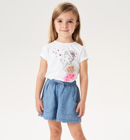 Girl's T-shirt with flowers WHITE