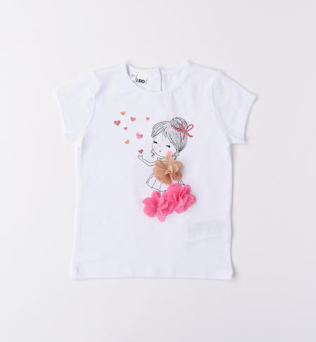 T-shirt bambina con fiori da 9 mesi a 8 anni iDO BIANCO-0113