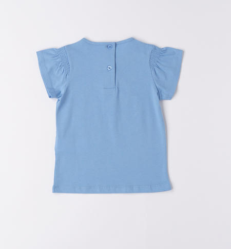 T-shirt bambina con fiori di strass da 9 mesi a 8 anni iDO AZZURRO-3624