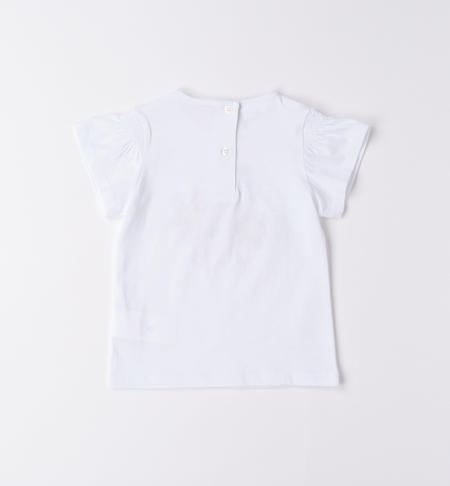 T-shirt bambina con fiori di strass da 9 mesi a 8 anni iDO BIANCO-0113