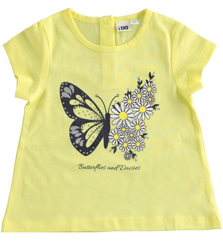 100% cotton iDO T-shirt with different graphics for girls from 6 months to 8 years old GIALLO-1417