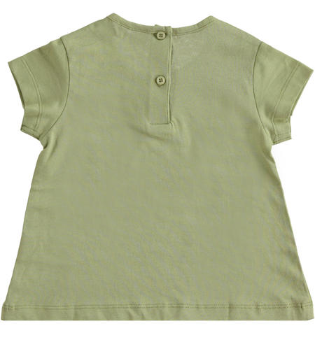 100% cotton iDO T-shirt with different graphics for girls from 6 months to 8 years old VERDE SALVIA-5454