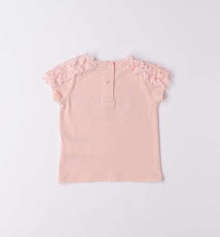 iDO T-shirt for girls with floral lettering from 9 months to 8 years ROSA CHIARO-2617