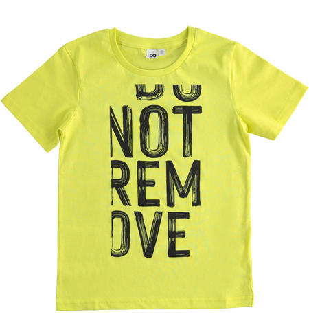 100% cotton T-shirt Do Not Remove print for boys from 8 to 16 years iDO VERDE CHIARO-5242