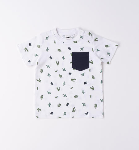 iDO cactus T-shirt with pocket for boys from 9 months to 8 years BIANCO-VERDE-6V92