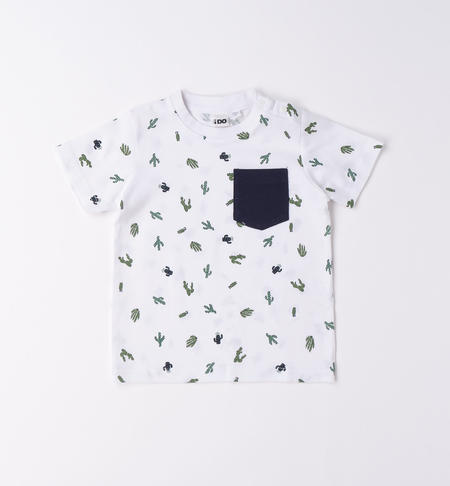 Boy's cactus T-shirt with pocket WHITE