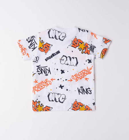 T-shirt bambino stampa colorata da 9 mesi a 8 anni iDO BIANCO-BLU-6V90