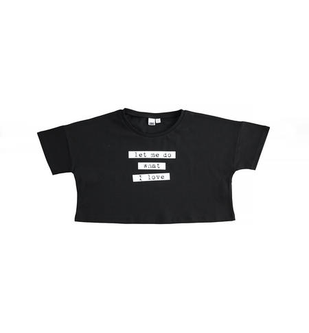 T-shirt corta per ragazza da 8 a 16 anni iDO NERO-0658