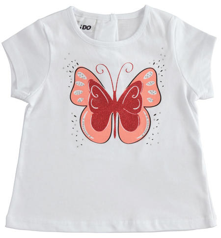 iDO butterfly T-shirt for girls from 9 months to 8 years BIANCO-0113