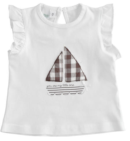 100% cotton baby girl T-shirt with boat from 1 to 24 months iDO BIANCO-0113