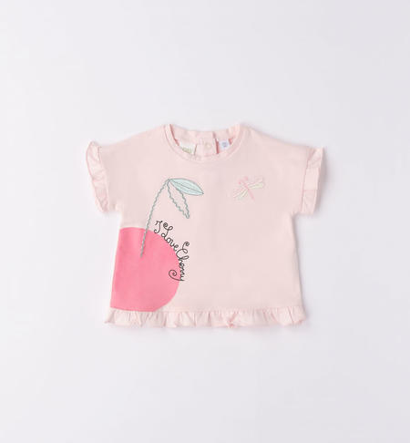 iDO embroidered baby girl T-shirt from 1 to 24 months ROSA-2512