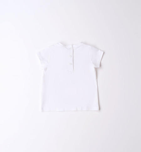 T-shirt neonata varie stampe 100% cotone da 1 a 24 mesi iDO BIANCO-ROSA-8002