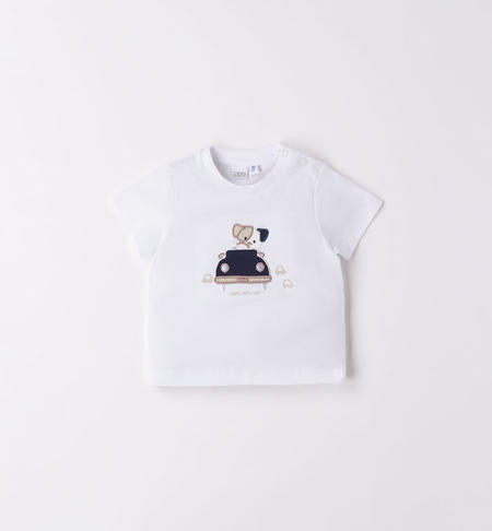 T-shirt neonato 100% cotone con animaletto BIANCO