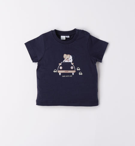 iDO 100% cotton baby boy T-shirt with animal from 1 to 24 months NAVY-3854