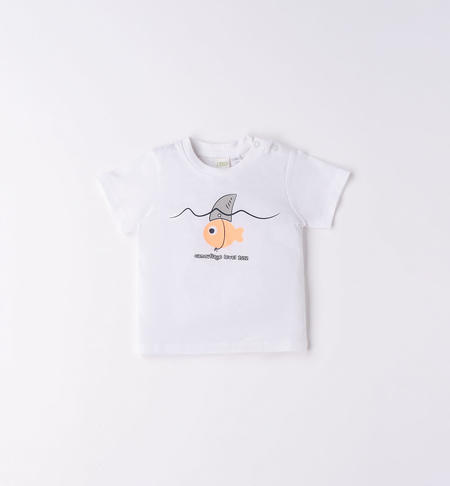 Baby boy T-shirt various prints  BIANCO-ARANCIO FLUO-8369
