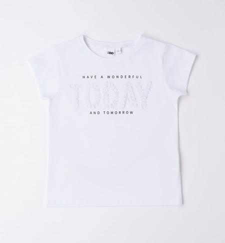 iDO girl's T-shirt with application from 8 to 16 years BIANCO-0113