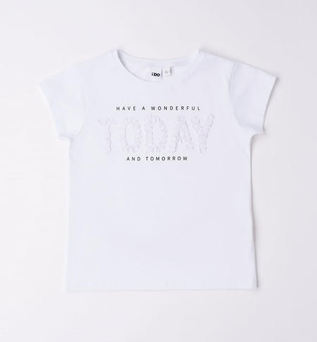 Girl's T-shirt with application WHITE