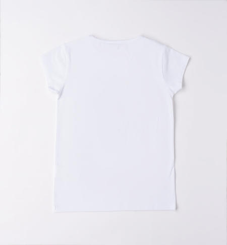 T-shirt ragazza con fiori da 8 a 16 anni iDO BIANCO-0113